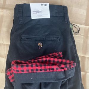 Slim fit flannel lined chino khakis